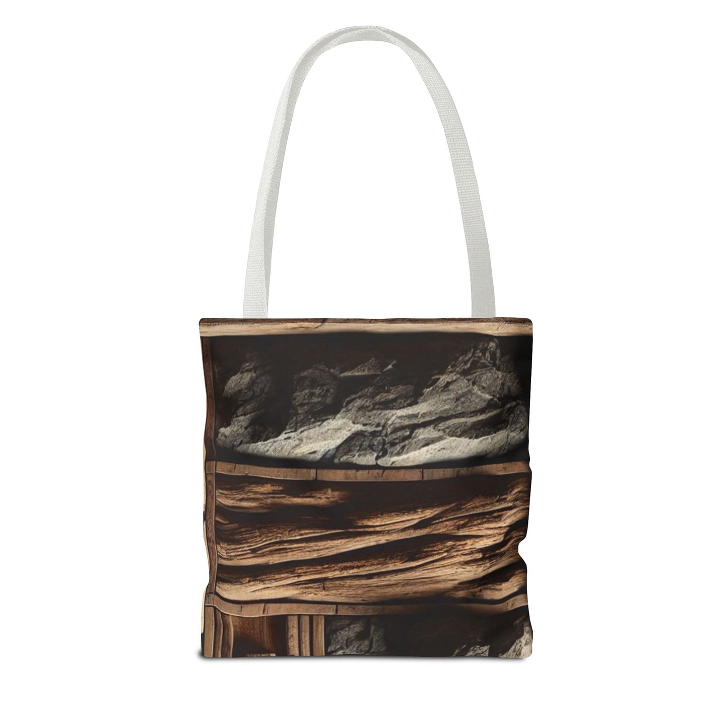 Stone Carving Pattern Tote Bag — Rustic Architectural Print All-Over Tote
