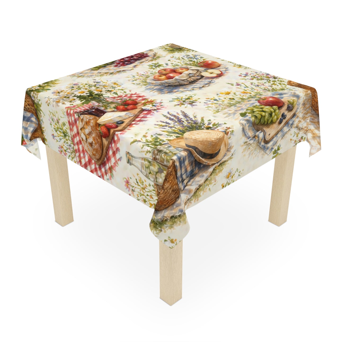 Picnic Basket Tablecloth — Farmhouse Fruit & Floral Table Cover
