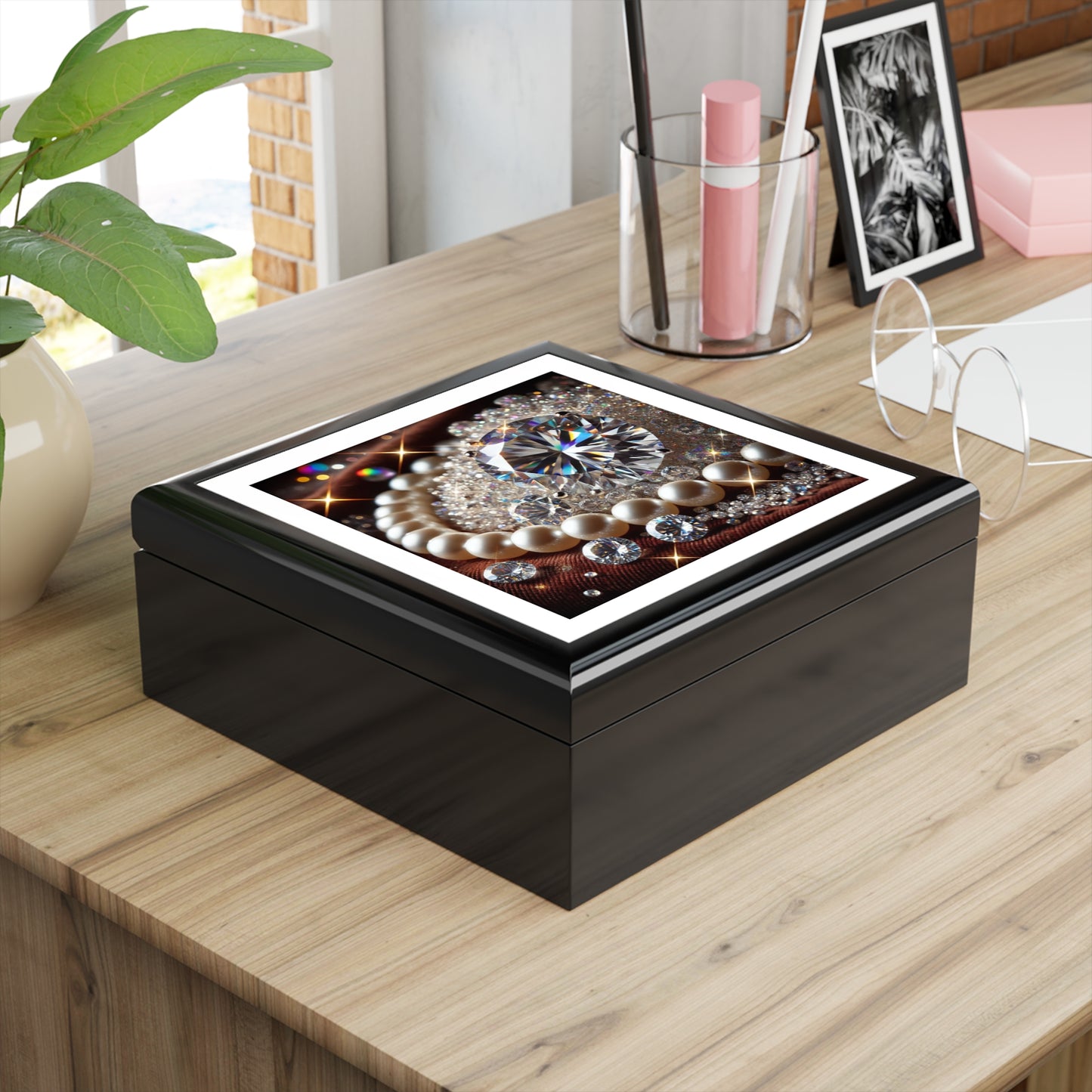 Jewelry Box — Sparkling Diamond & Pearl Keepsake Box