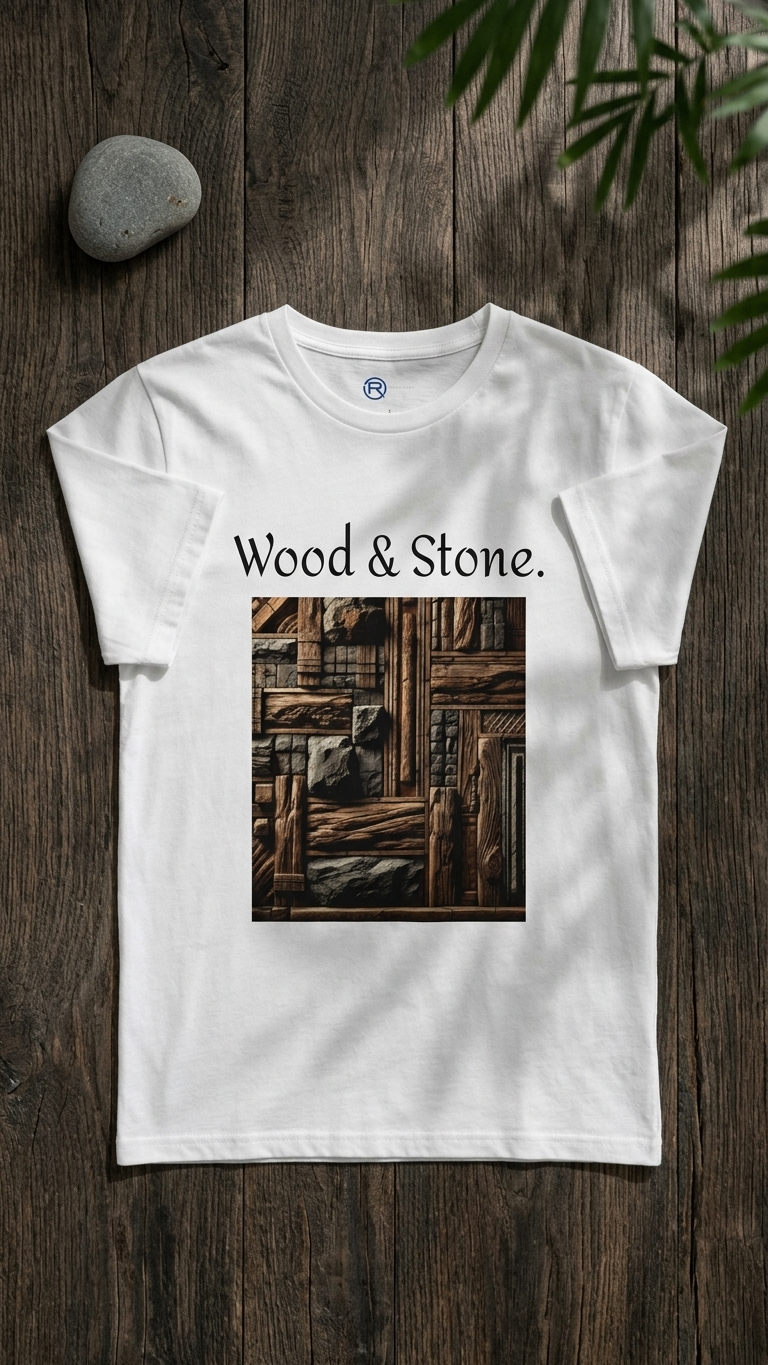 Men's Tee - Wood & Stone (White)