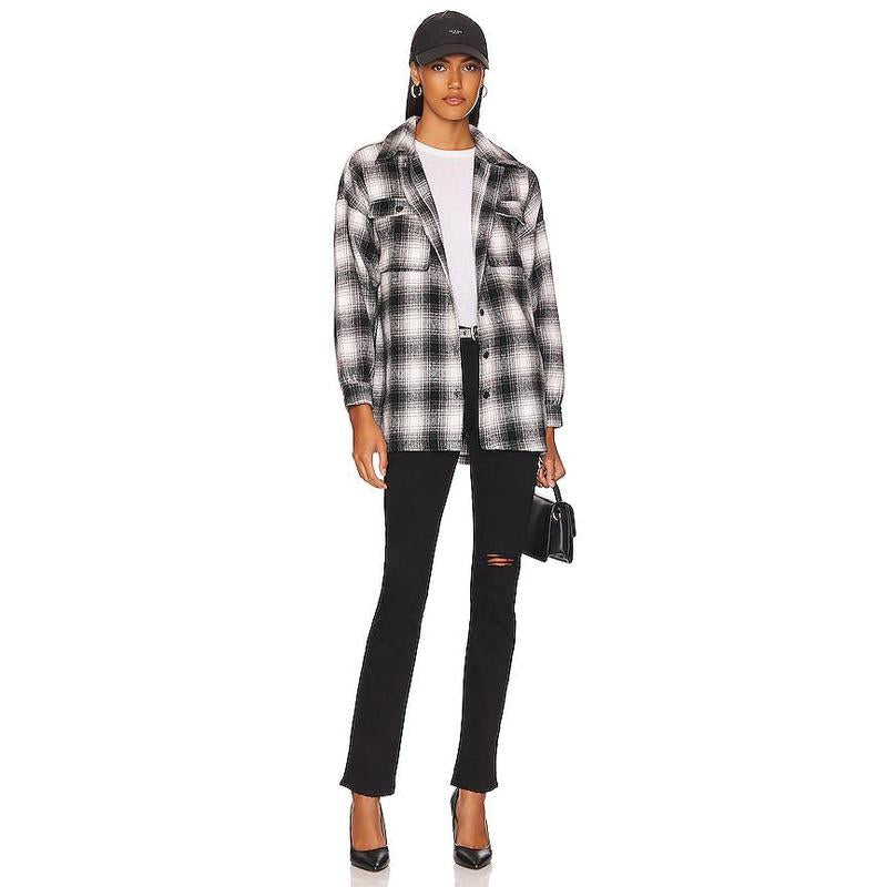 Lovers and Friends Harlow Flannel Shacket in Black & White