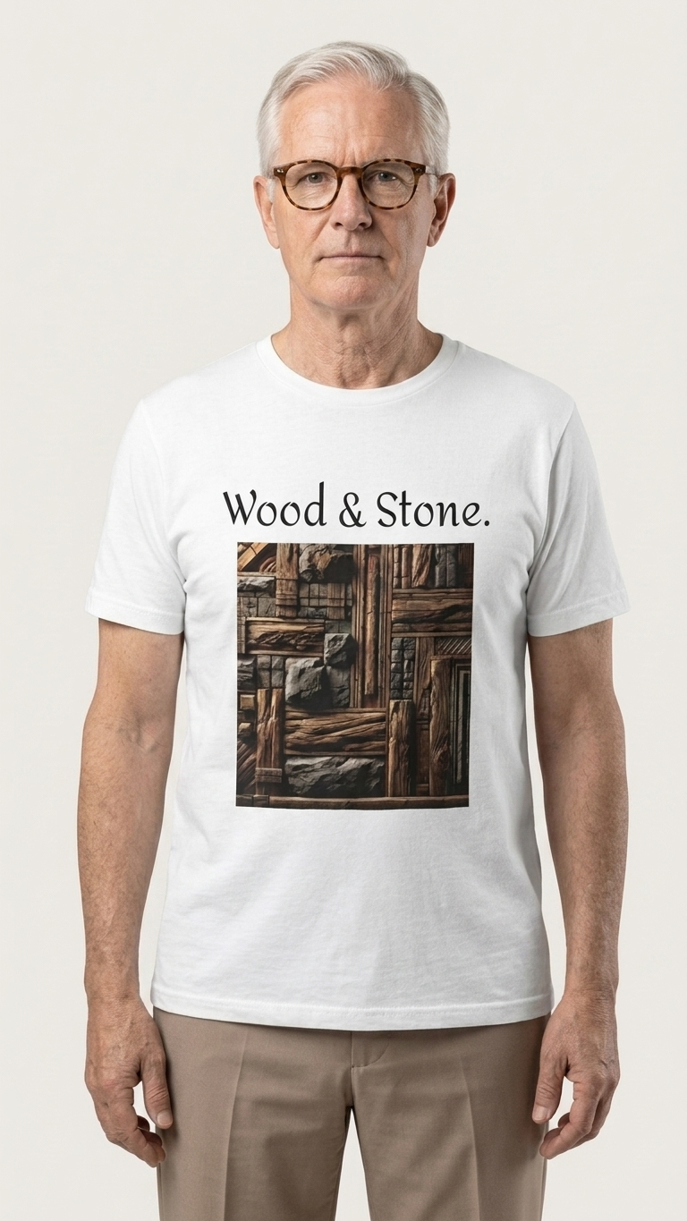 Men's Tee - Wood & Stone (White)