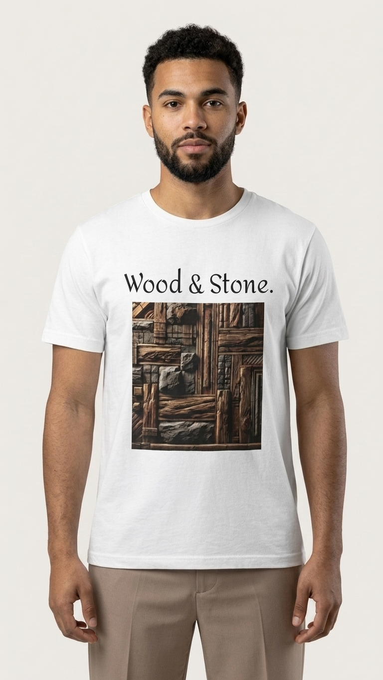 Men's Tee - Wood & Stone (White)