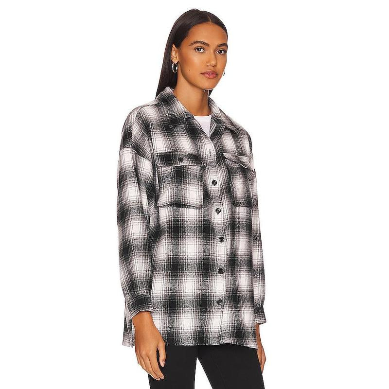 Lovers and Friends Harlow Flannel Shacket in Black & White