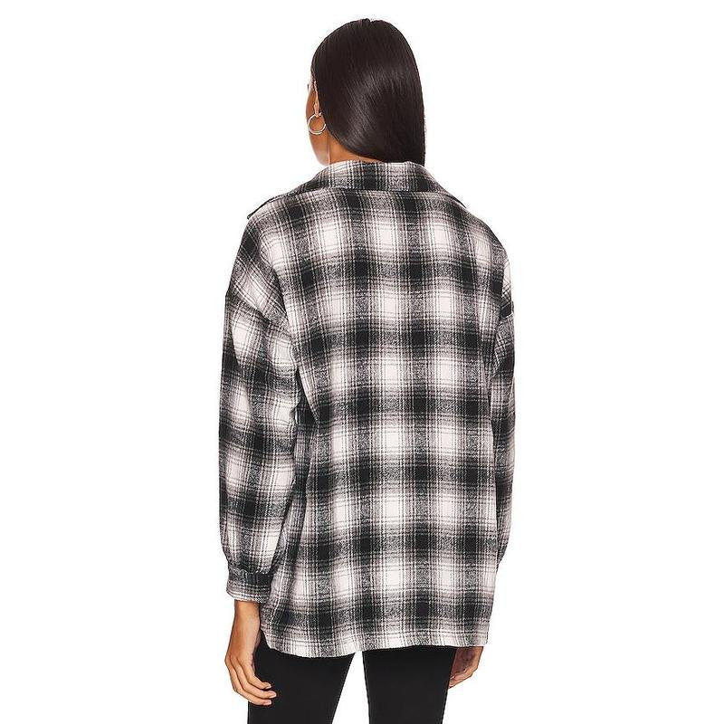 Lovers and Friends Harlow Flannel Shacket in Black & White