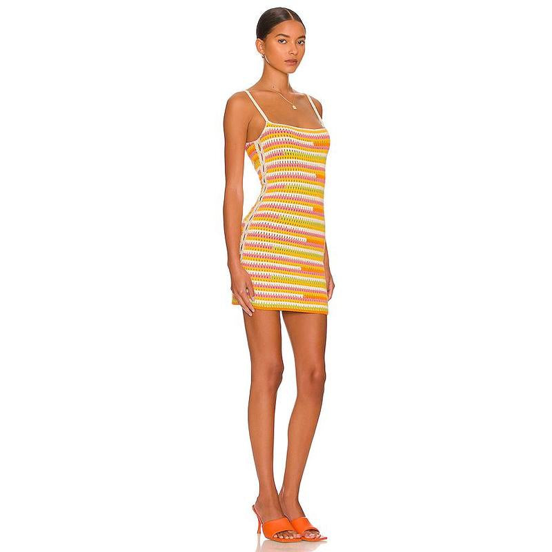 Camila Coelho Rhea Open Stitch Mini Dress in Rainbow