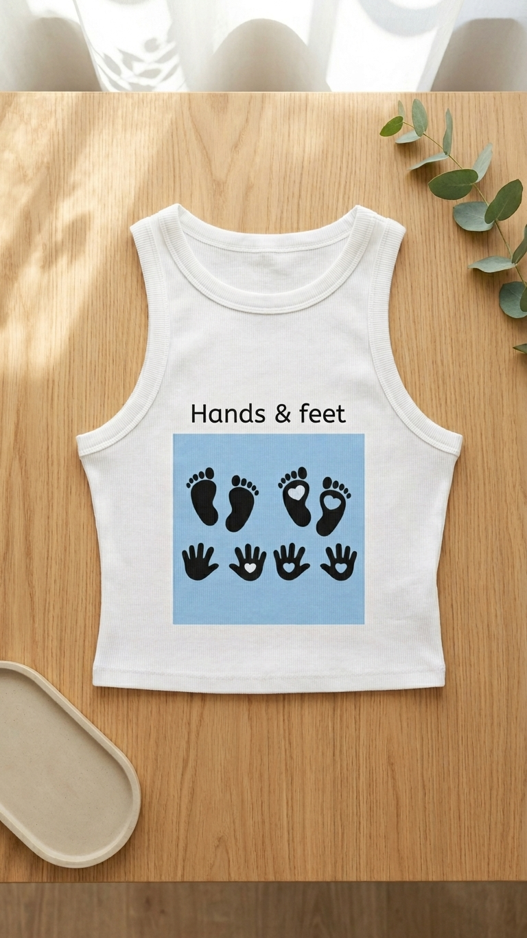 Hands & Feet Graphic Tank Top — Baby Footprint and Handprint Design