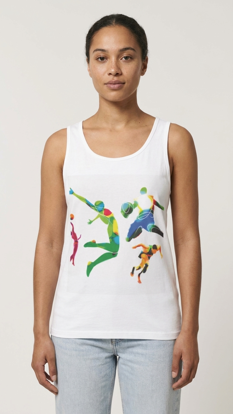Unisex Volleyball Players Colorful Silhouette Tank Top
