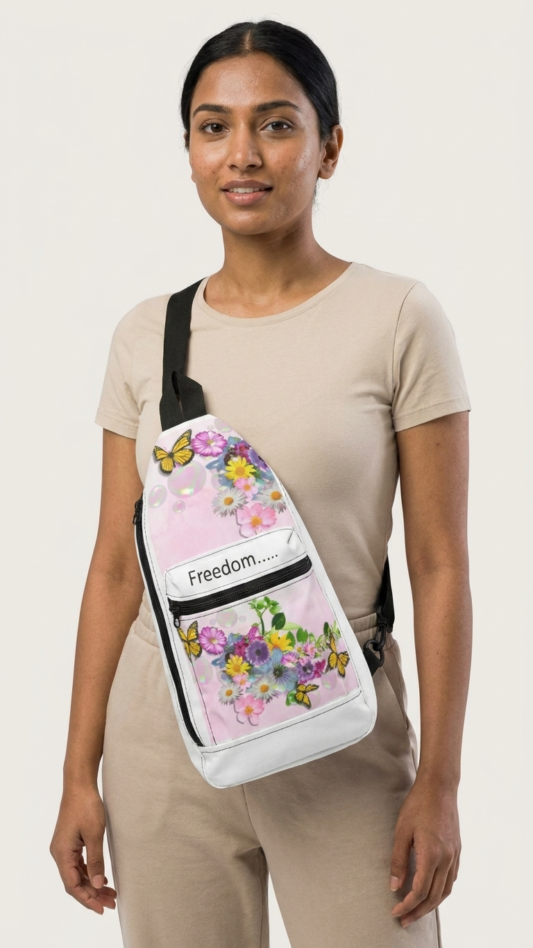 Freedom Floral Sling Bag – Pastel Butterfly Crossbody