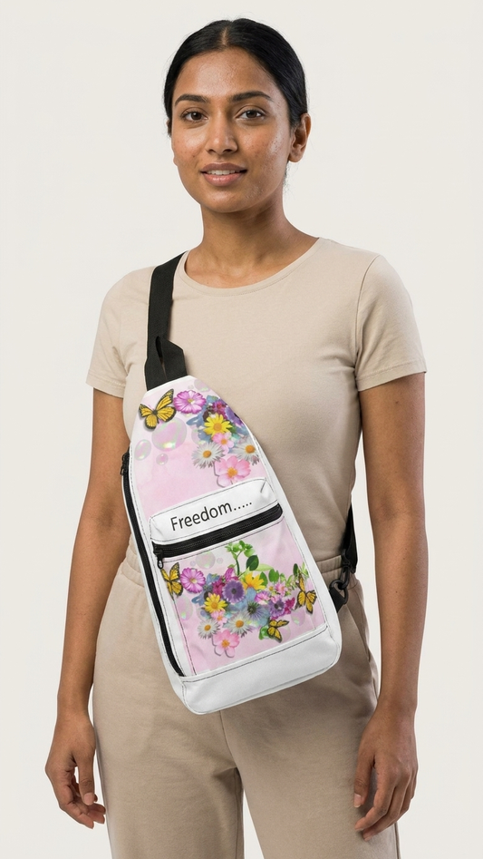 Freedom Floral Sling Bag – Pastel Butterfly Crossbody