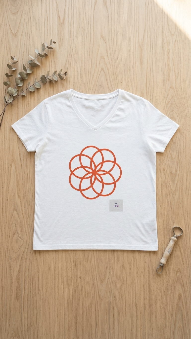 Floral Geometry V-Neck T‑Shirt