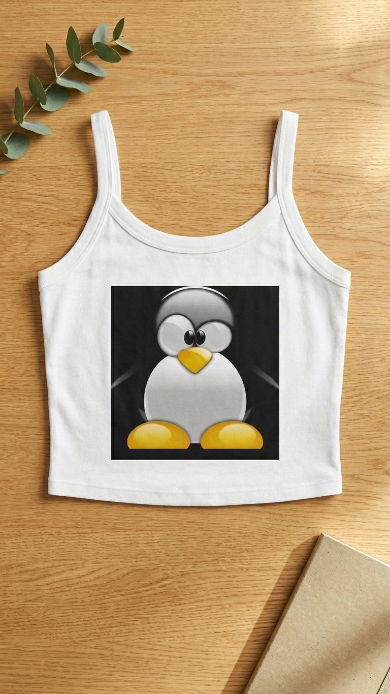 Cute Penguin Crop Tank Top — Playful Penguin Paw Print Spaghetti Strap Tank