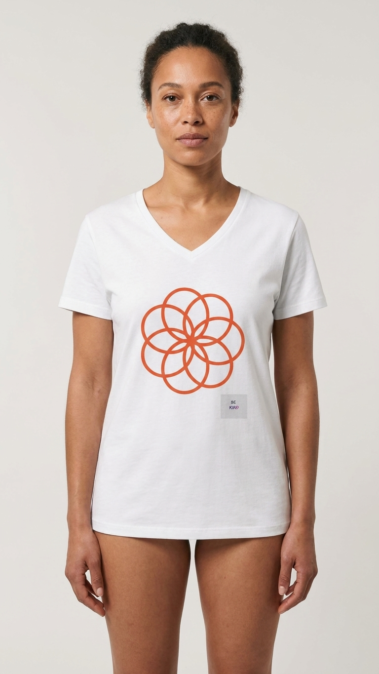 Floral Geometry V-Neck T‑Shirt