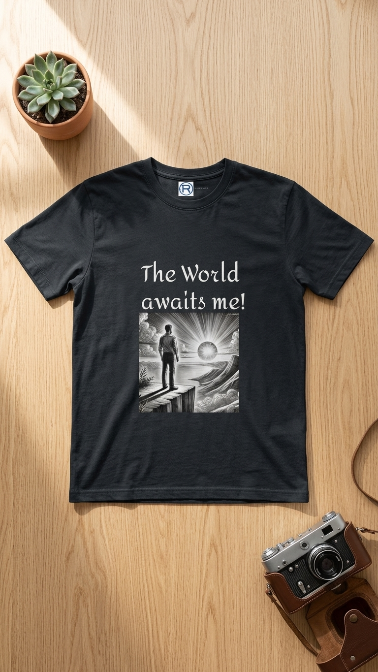 Men's Tee - The World Awaits Me (Black)