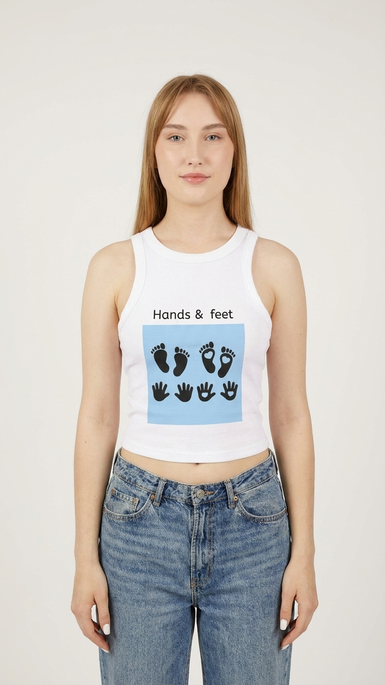 Hands & Feet Graphic Tank Top — Baby Footprint and Handprint Design