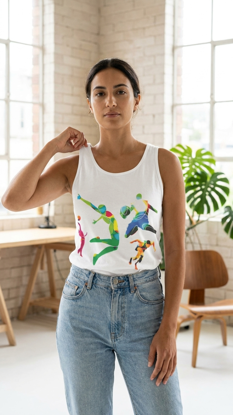 Unisex Volleyball Players Colorful Silhouette Tank Top