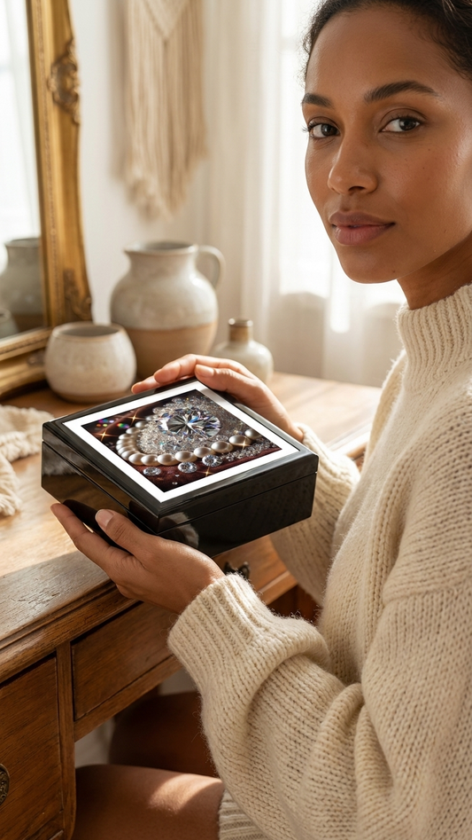 Jewelry Box — Sparkling Diamond & Pearl Keepsake Box