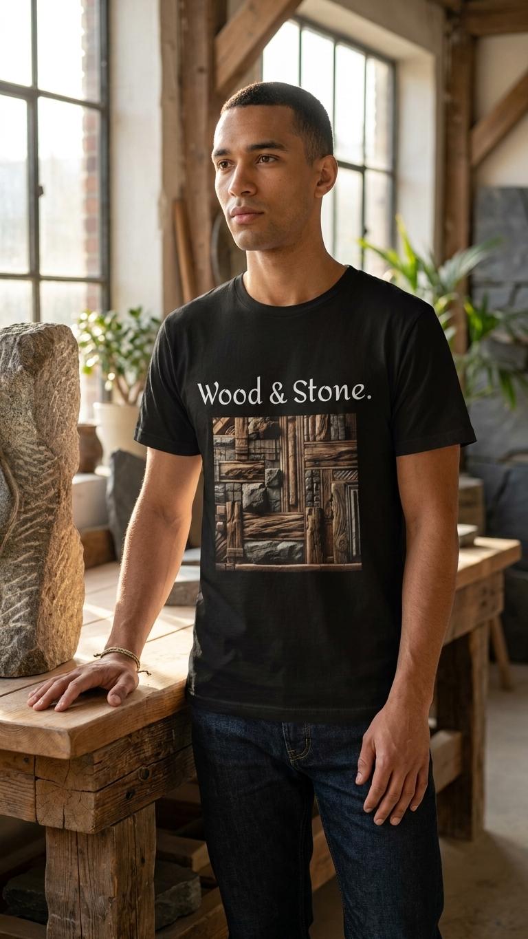 Men's Tee - Wood & Stone (Black)