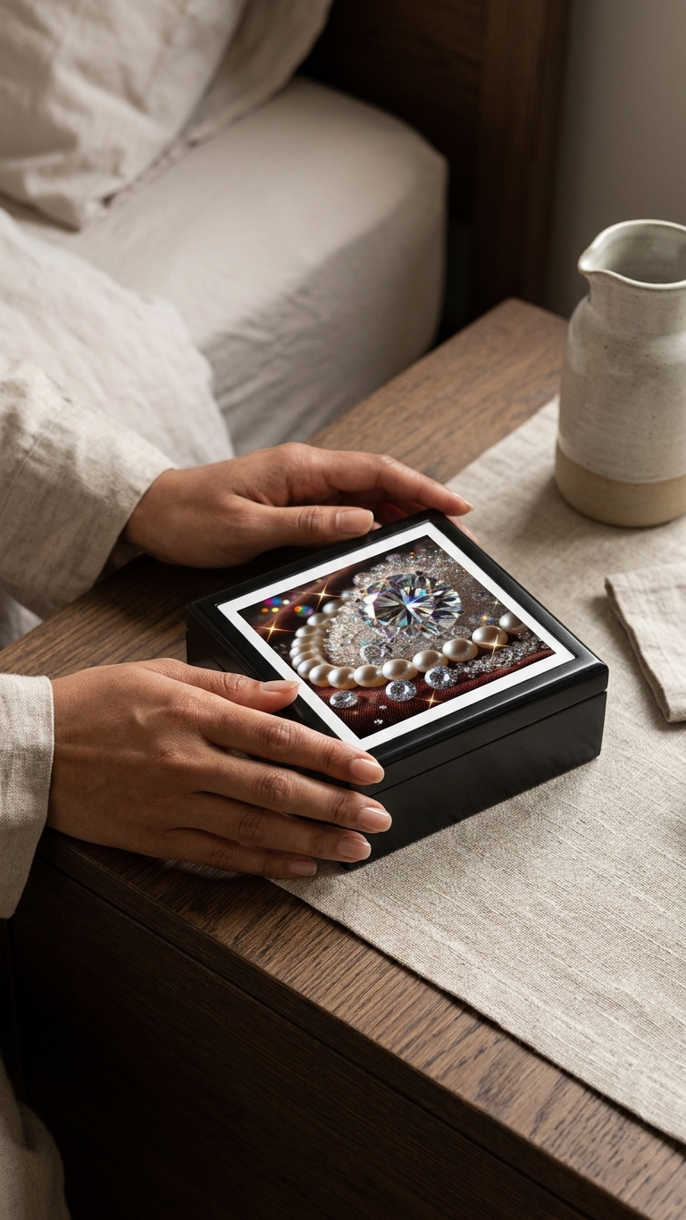 Jewelry Box — Sparkling Diamond & Pearl Keepsake Box