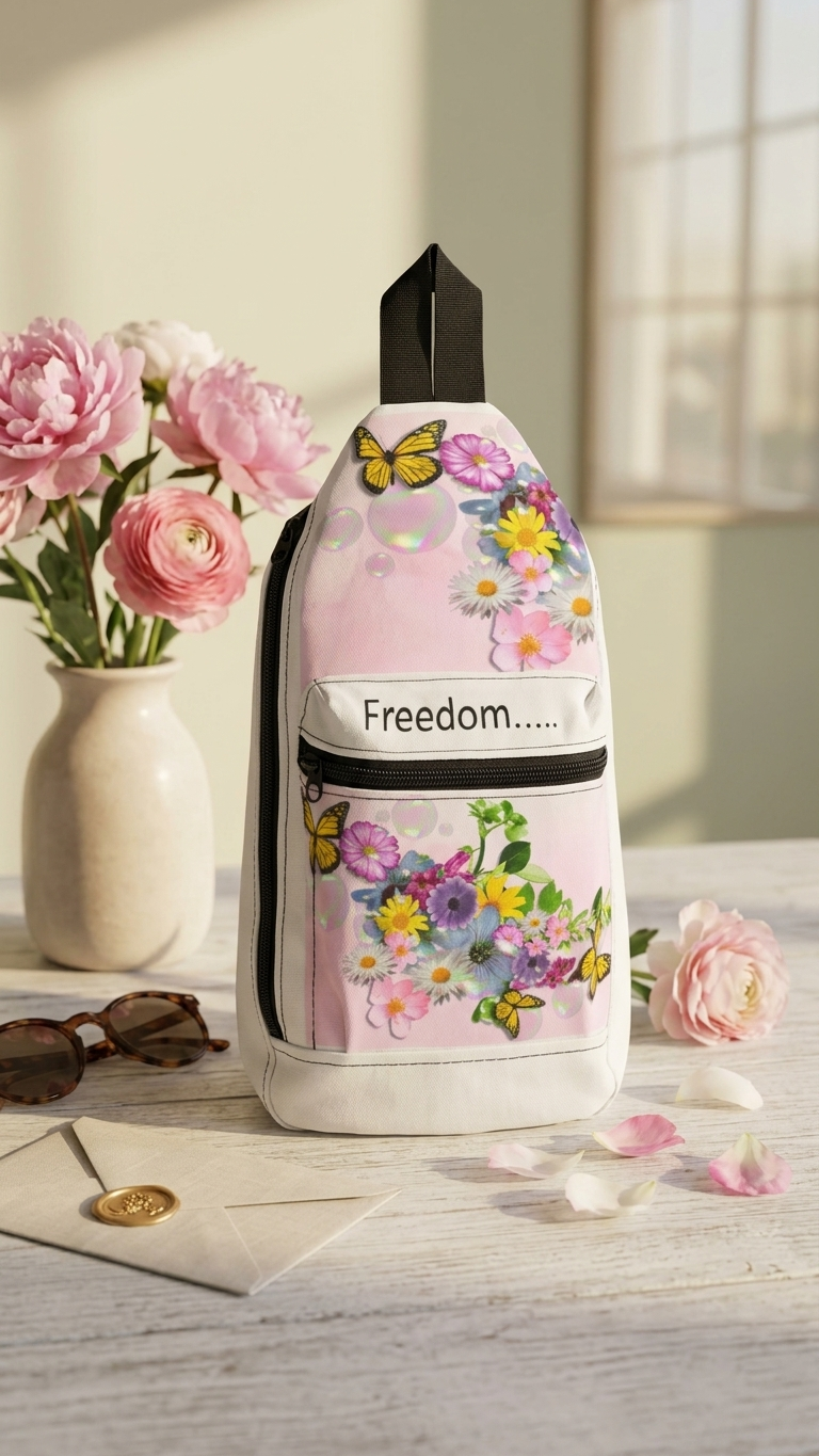 Freedom Floral Sling Bag – Pastel Butterfly Crossbody