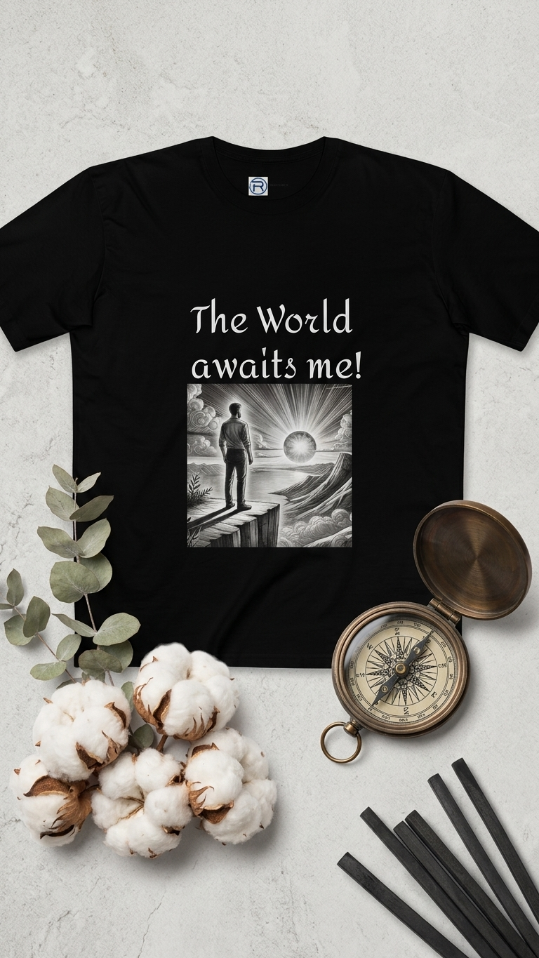 Men's Tee - The World Awaits Me (Black)