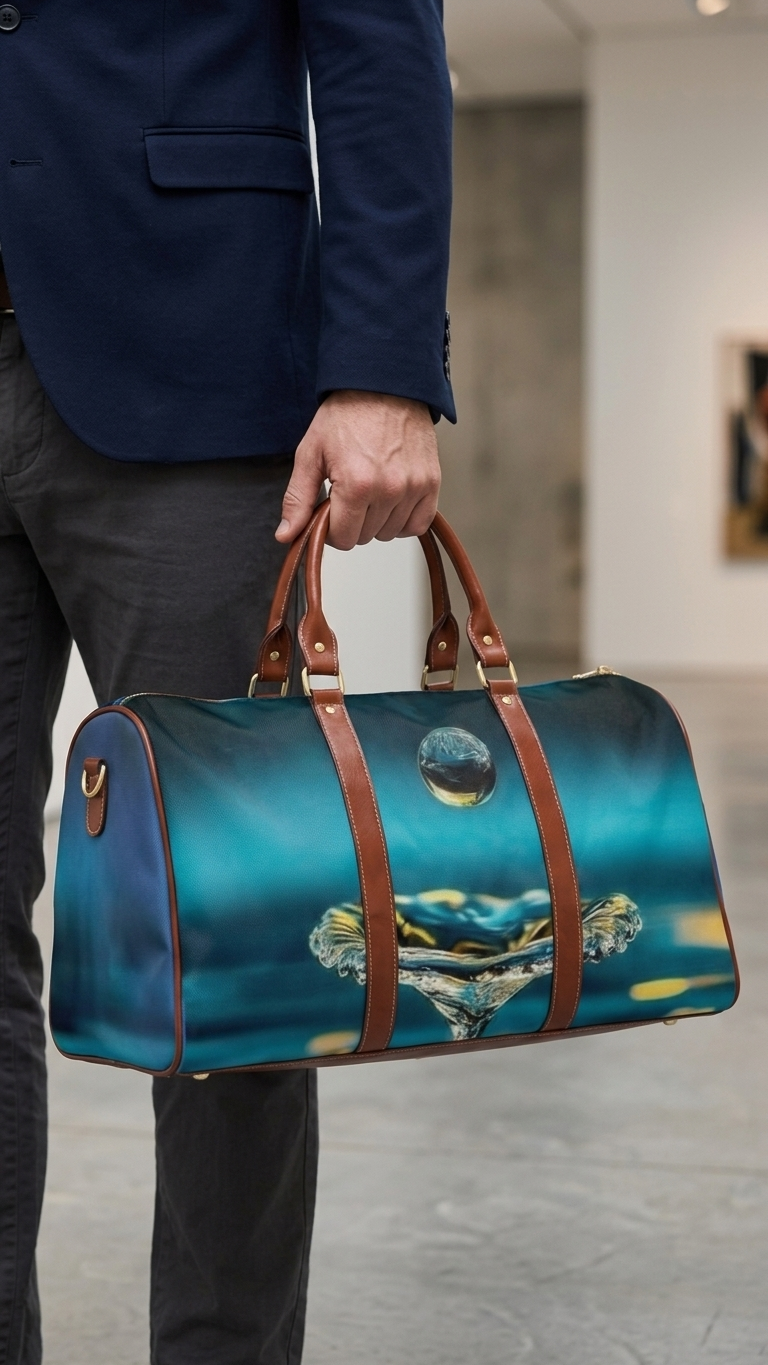 Waterproof Travel Bag - Blue Water Droplet Wave Duffle