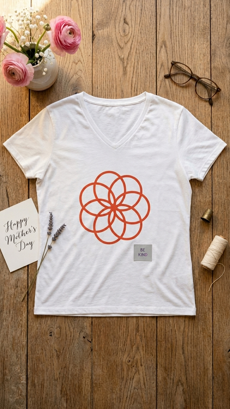 Floral Geometry V-Neck T‑Shirt
