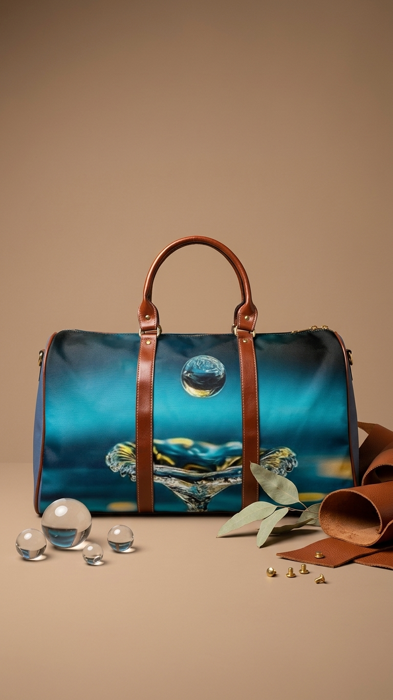 Waterproof Travel Bag - Blue Water Droplet Wave Duffle