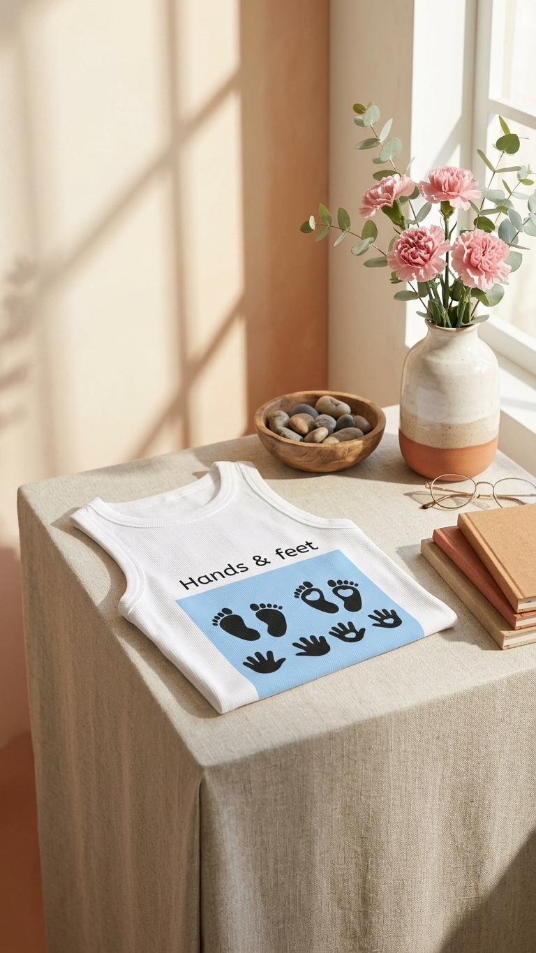 Hands & Feet Graphic Tank Top — Baby Footprint and Handprint Design
